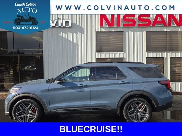 2026 Ford Explorer ST in Vapor Blue Metallic — front three-quarter view