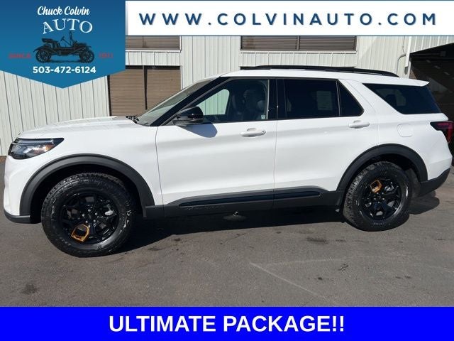 2026 Ford Explorer Tremor in Space White Metallic — front three-quarter view