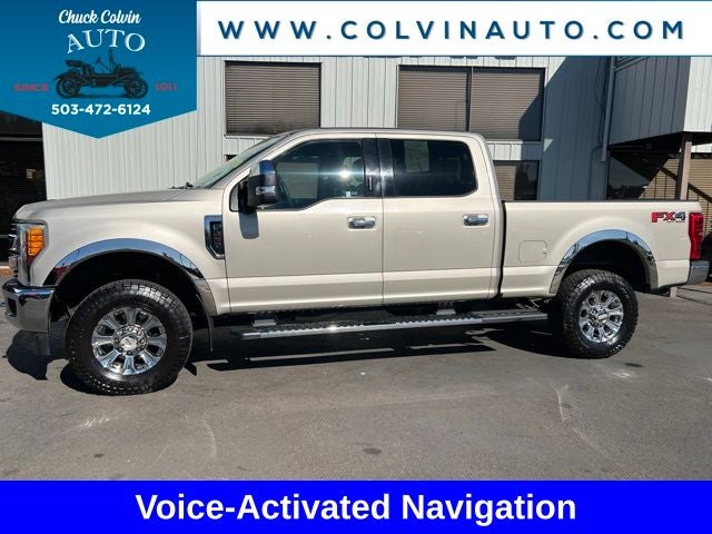 2017 Ford F-250SD Lariat in White Gold Metallic — front three-quarter view