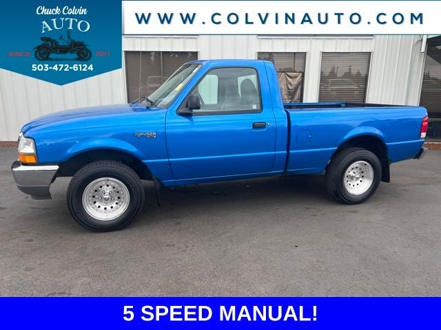 2000 Ford Ranger XL 112 WB in Bright Atlantic Blue Clearcoat Metallic — front three-quarter view