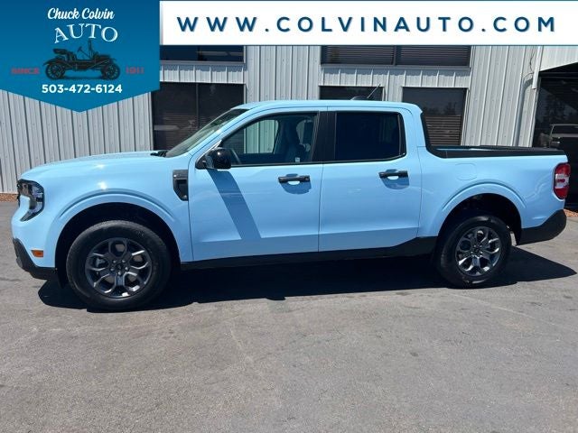 2026 Ford Maverick XLT in Light Blue — front three-quarter view