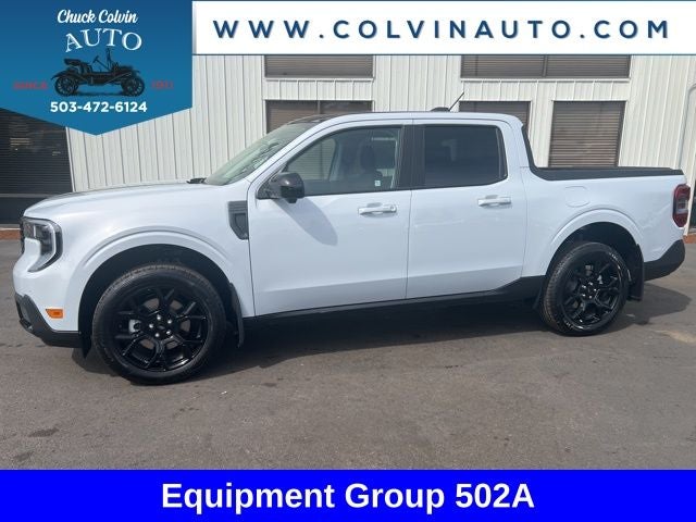2026 Ford Maverick Lariat in Space White Metallic — front three-quarter view