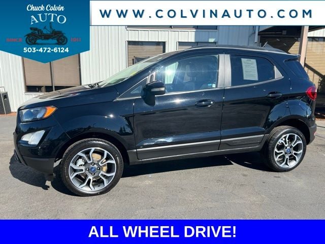 2019 Ford EcoSport SES in Shadow Black — front three-quarter view
