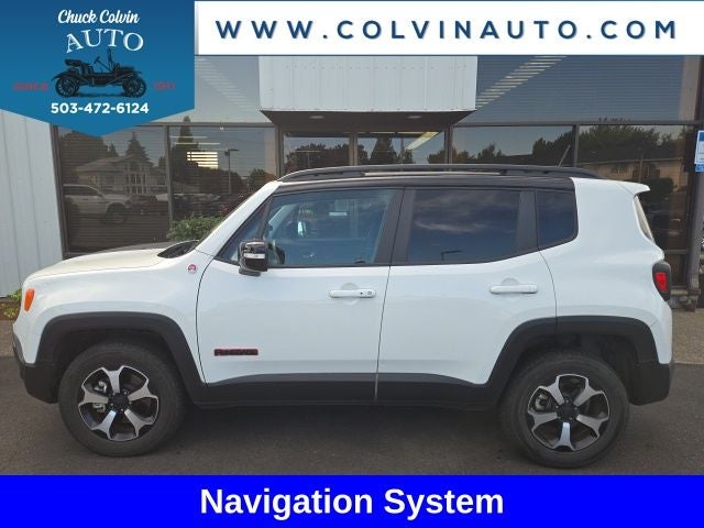 2022 Jeep Renegade Trailhawk in Alpine White Clearcoat — front three-quarter view